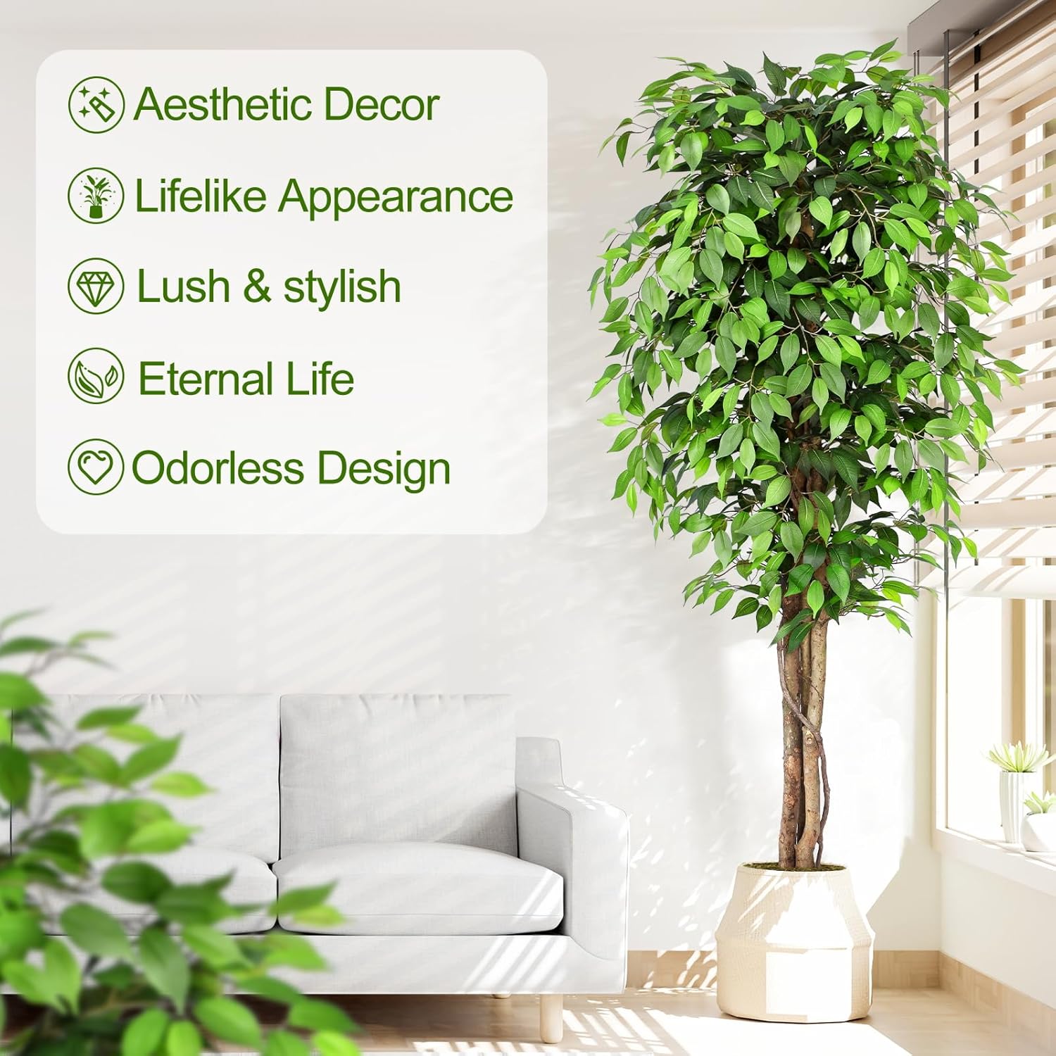 Lifelike Artificial Ficus Tree - Ficus Lyrata Tree review and price