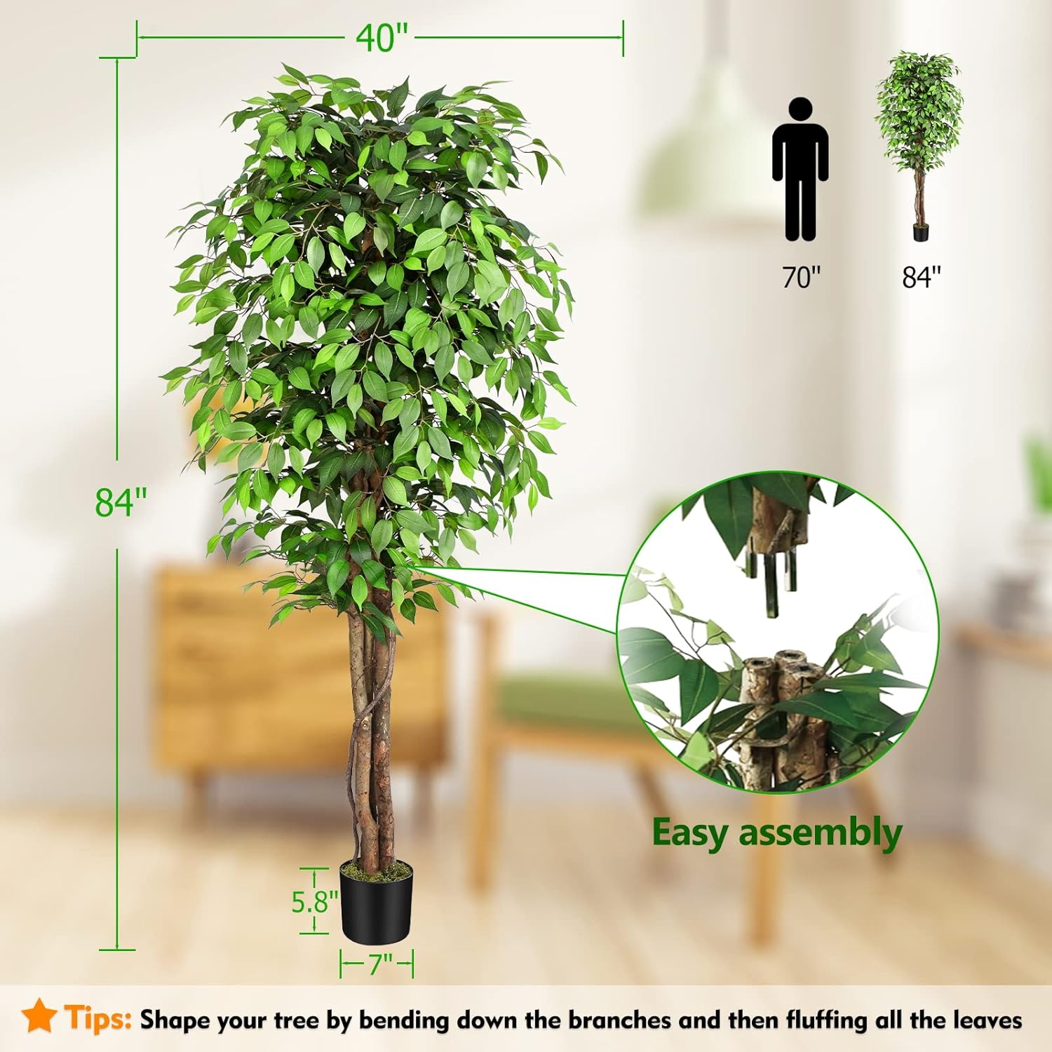 Lifelike Artificial Ficus Tree - Ficus Lyrata Tree review and price