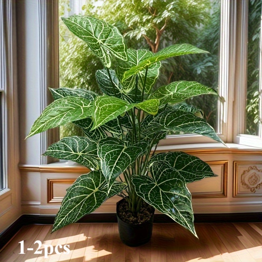 1PC 24 Leaves Artificial Green - Monstera Adansonii review and price