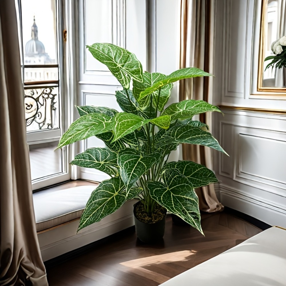 1PC 24 Leaves Artificial Green - Monstera Adansonii review and price